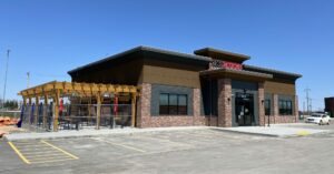 Mr. Mike's restaurant front exterior of Co-op Shopping Centre in Portage la Prairie, MB.