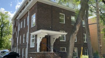 Front exterior of 6 Roslyn Road in Winnipeg, MB.